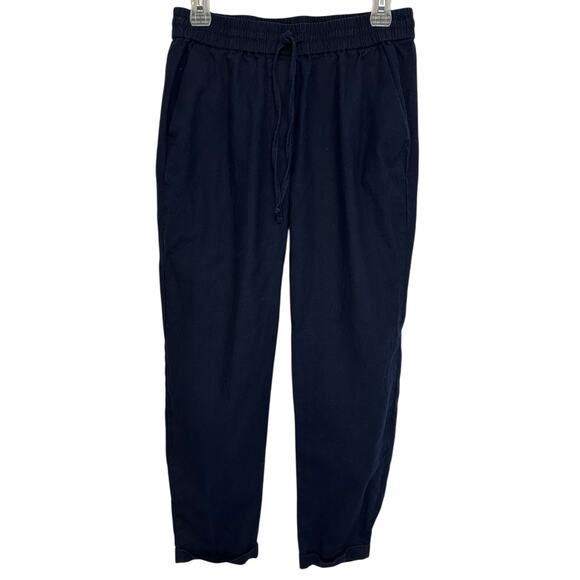 J. Crew Linen Cotton Drawstring Pant Navy Blue H5607 Size 4 - Picture 2 of 10